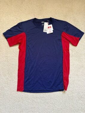 Uniqlo Dry-Ex Performance shirt red and blue athleisure sz L sportswear training